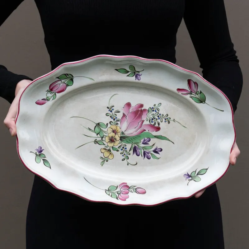 Clearance Pamono Antique French Art Nouveau Platter from Lunéville, Early 20th Century