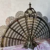 Pamono Antique French Brass Peacock Tail Pare-Feu / Fireplace Screen, 1800s> Fireplaces And Mantels