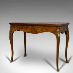 Pamono Antique French Burr Walnut Fold Over Card Table, 1870s><noscript><img width=