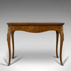 Pamono Antique French Burr Walnut Fold Over Card Table, 1870s><noscript><img width=