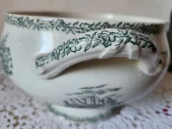 Pamono Antique French Campagne Series Soup Tureen in Green Ironstone from FF Pexonne, 1890s><noscript><img width=