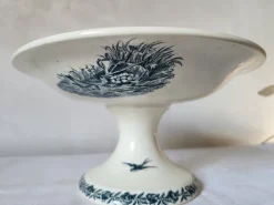 Pamono Antique French Campagne Series Compotier in Blue Faience from FF Pexonne, 1890s><noscript><img width=