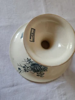 Pamono Antique French Campagne Series Compotier in Blue Faience from FF Pexonne, 1890s><noscript><img width=