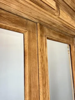 Pamono Antique French Carved Oak Wardrobe with Mirror and Drawers><noscript><img width=