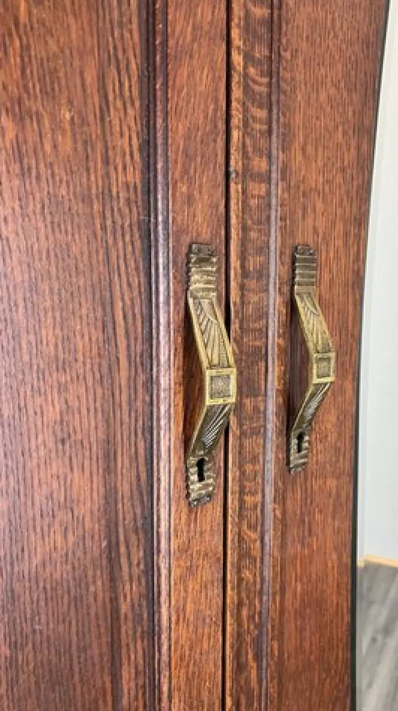 Pamono Antique French Carved Oak Wardrobe with Mirror> Cabinets & Wardrobes