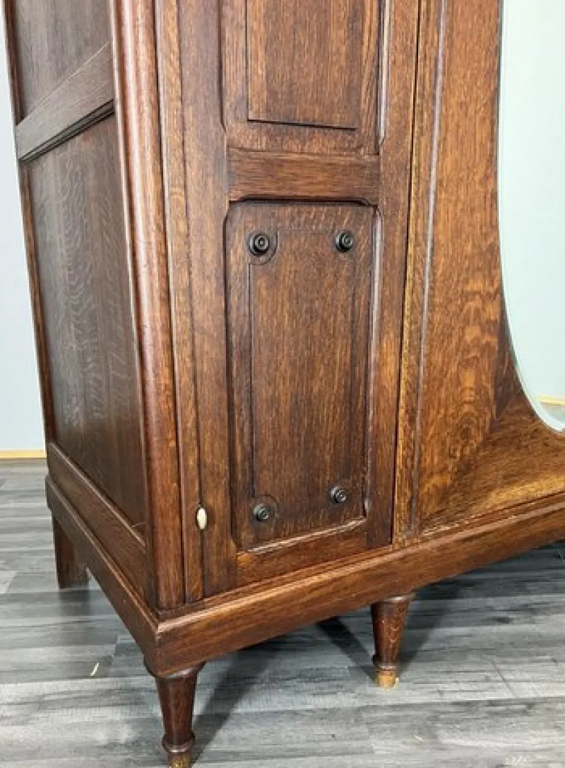 Pamono Antique French Carved Oak Wardrobe with Mirror> Cabinets & Wardrobes