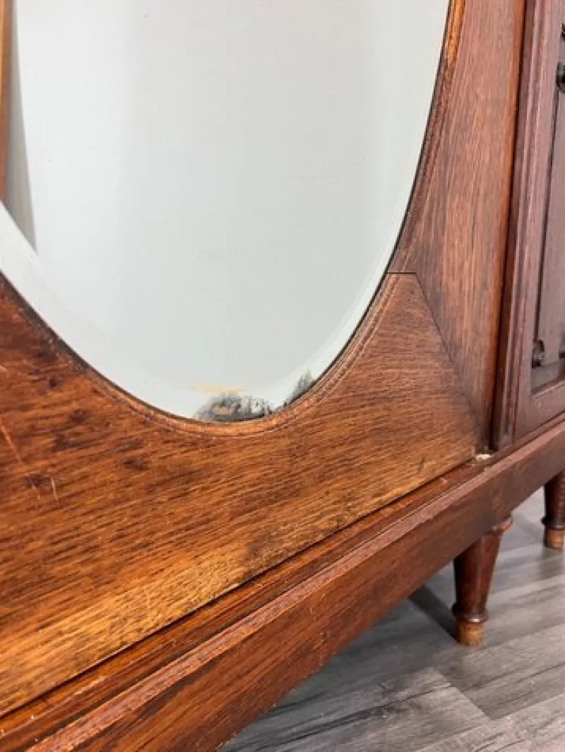 Pamono Antique French Carved Oak Wardrobe with Mirror> Cabinets & Wardrobes