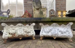 Pamono Antique French Cast Iron Garden Planters or Jardinières, Set of 2><noscript><img width=