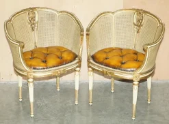 Outlet Pamono Antique French Chesterfield Leather Armchairs, 1880, Set of 2