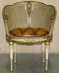 Outlet Pamono Antique French Chesterfield Leather Armchairs, 1880, Set of 2
