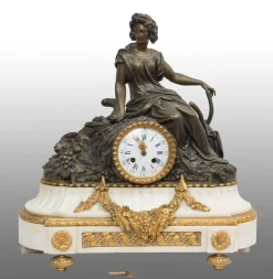 Pamono Antique French Clock in Bronze and Marble, 19th Century> Clocks
