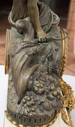 Pamono Antique French Clock in Bronze and Marble, 19th Century><noscript><img width=