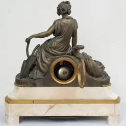 Pamono Antique French Clock in Bronze and Marble, 19th Century><noscript><img width=