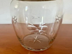 Pamono Antique French Crystal and Silver-Plated Biscuit Barrel with Etched Floral Motifs, Late 19th Century><noscript><img width=