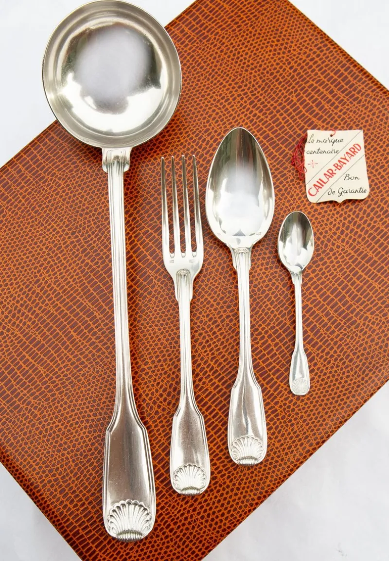 Online Pamono Antique French Cutlery Coquille by Cailar Bayard, 1920s, Set of 37