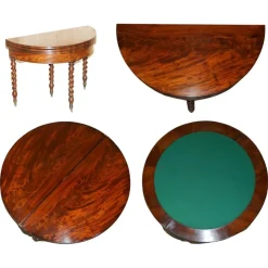 Outlet Pamono Antique French Demi Lune Extendable Games Table, 1800