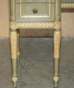 Pamono Antique French Empire Hand Painted Dressing Table with Tri Fold Mirror, 1900