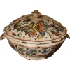 Discount Pamono Antique French Faience Lidded Bowl Tureen Hand Painted with Flowers and Insects