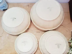 Pamono Antique French Floral Ironstone Terre de Fer Serving Bowls from Sarreguemines, Set of 4><noscript><img width=