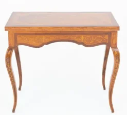 Hot Pamono Antique French Game Table with Marquetry Inlay, 1880