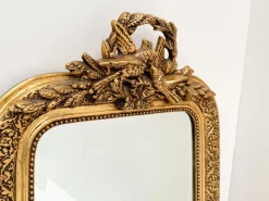 Hot Pamono Antique French Giltwood Wall Mirror with Bird and Laurel Crest, 19th Century