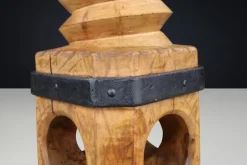 Pamono Antique French Grape Press Screw Pedestal with Patina, 1850><noscript><img width=