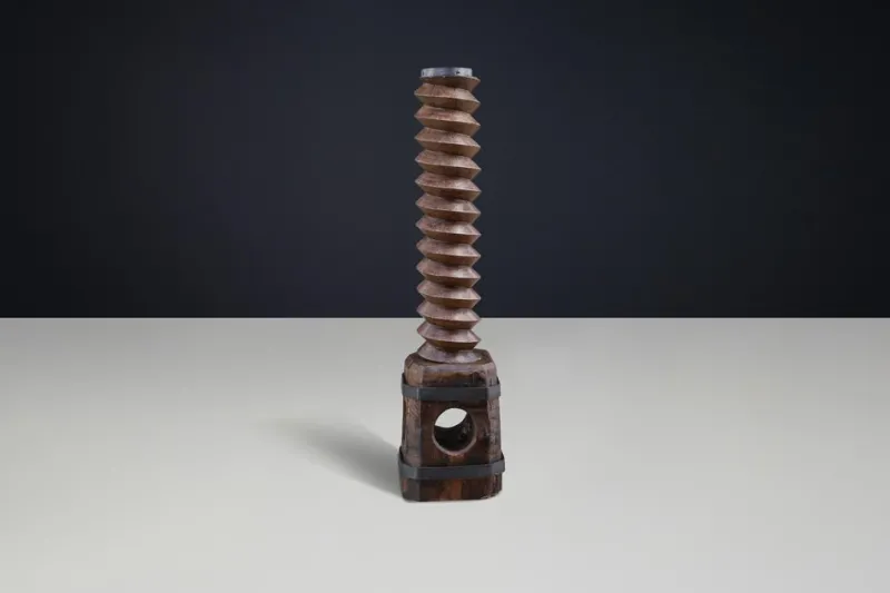 Outlet Pamono Antique French Grape Press Screw Pedestal with Patina, 1850