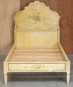 New Pamono Antique French Hand Painted Bed Frame in Oak Pine Slats