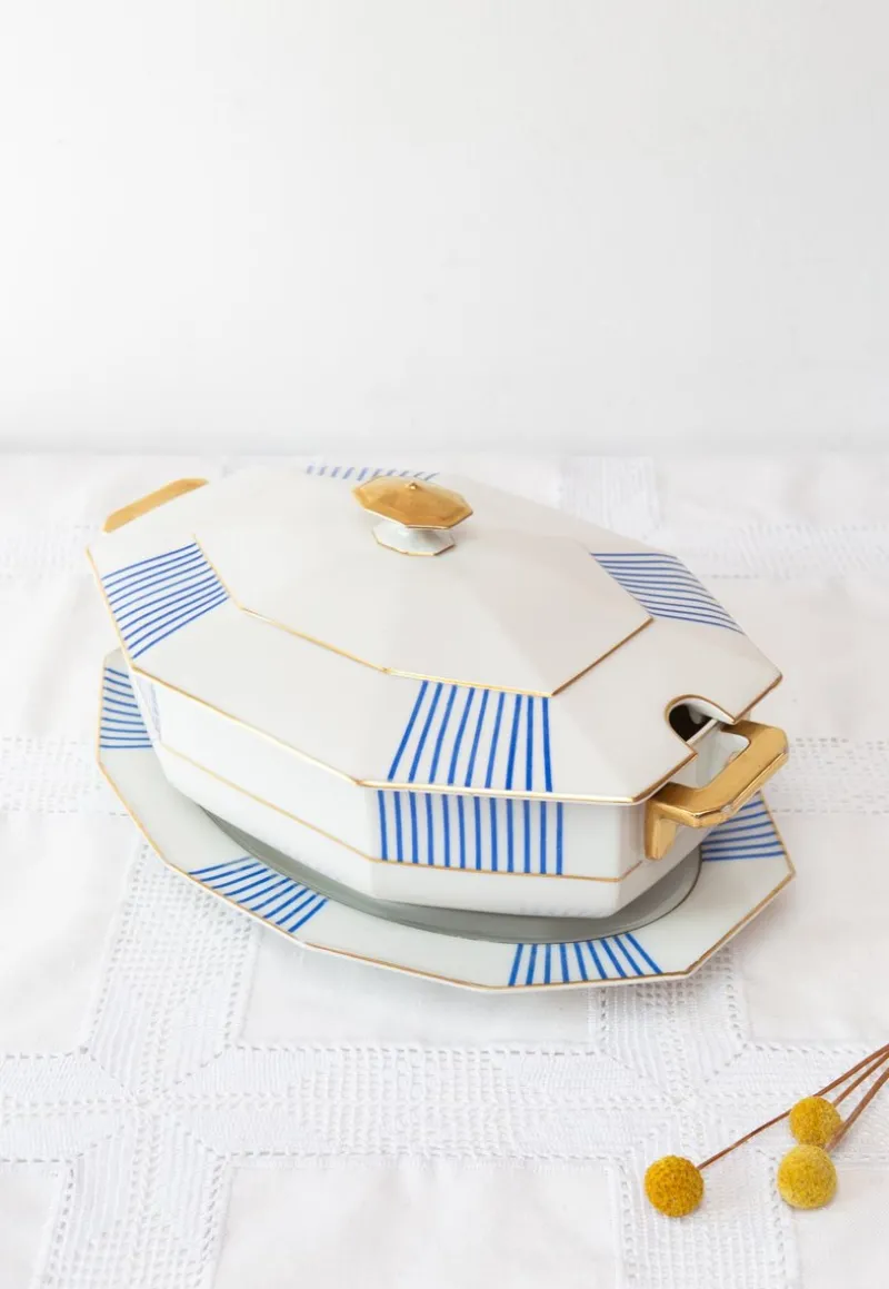 Online Pamono Antique French Limoges Lanternier Porcelain Tureen with Dish, 1920, Set of 2