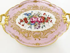 Clearance Pamono Antique French Limoges Pink Tray, 1890s