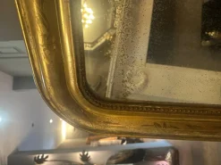 New Pamono Antique French Louis Philippe Domed Topped Gold Gilt Mirror, 1850