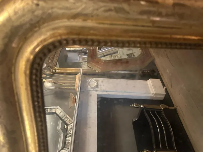 New Pamono Antique French Louis Philippe Domed Topped Gold Gilt Mirror, 1850