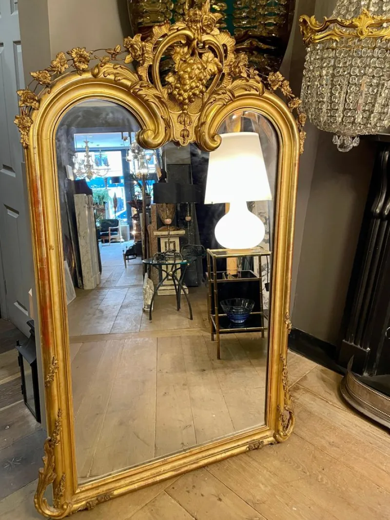 Clearance Pamono Antique French Louis XV Style Gold Gilt Mirror, 1820
