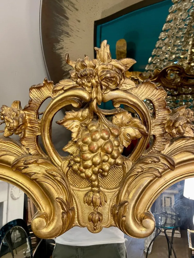 Clearance Pamono Antique French Louis XV Style Gold Gilt Mirror, 1820