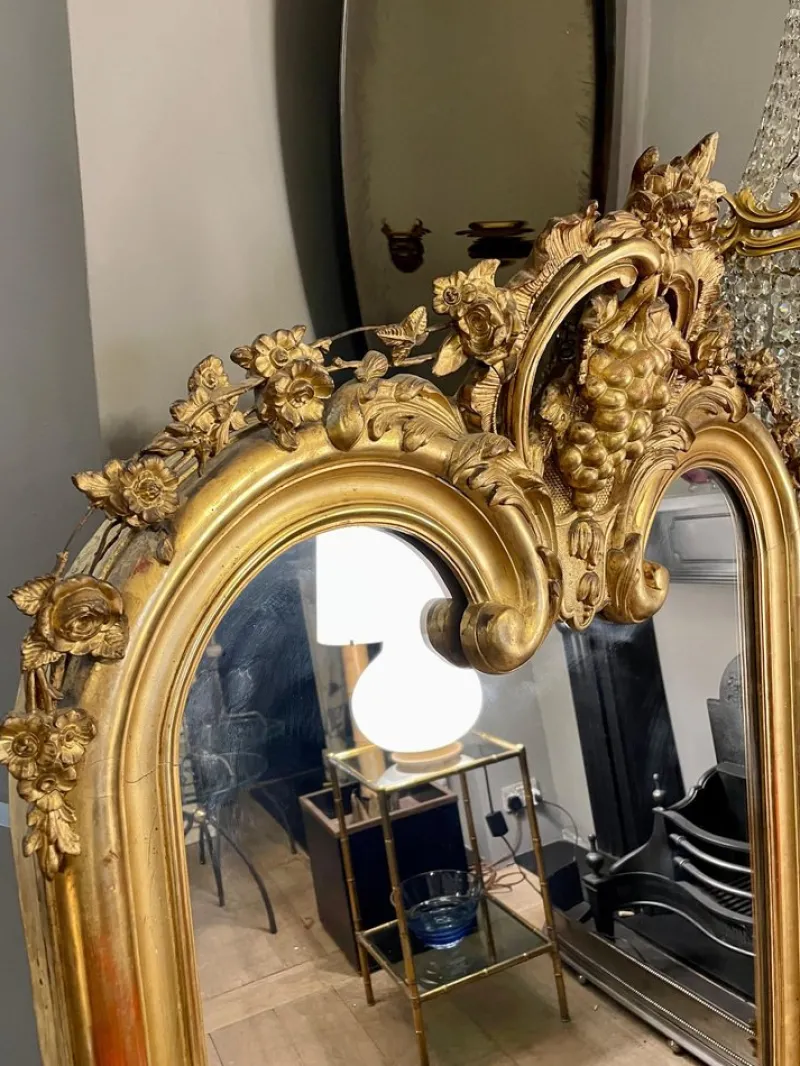 Clearance Pamono Antique French Louis XV Style Gold Gilt Mirror, 1820