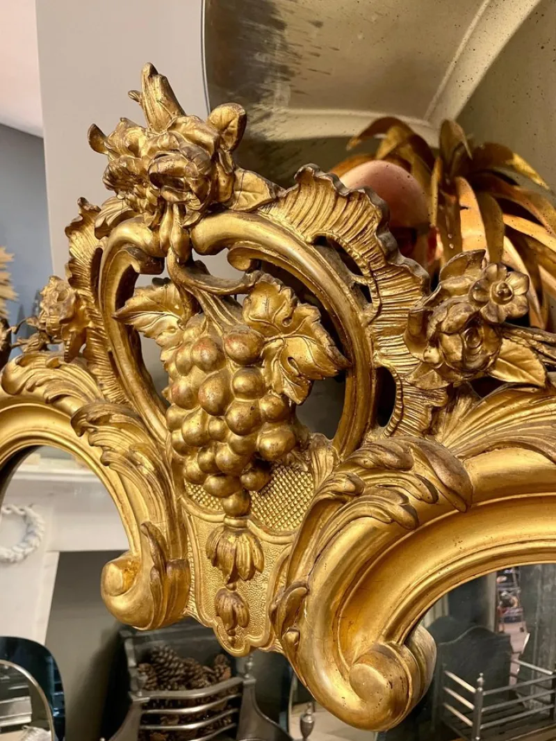Clearance Pamono Antique French Louis XV Style Gold Gilt Mirror, 1820