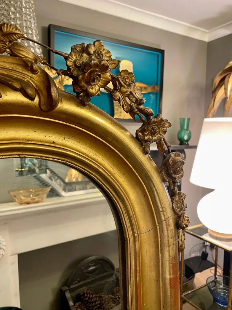 Clearance Pamono Antique French Louis XV Style Gold Gilt Mirror, 1820