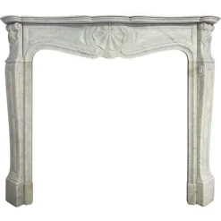 Pamono Antique French Louis XV Style Carrara Marble Fireplace Mantel, 1860s> Fireplaces And Mantels