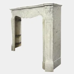 Pamono Antique French Louis XV Style Carrara Marble Fireplace Mantel, 1860s><noscript><img width=