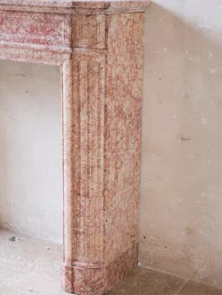 Pamono Antique French Marble Fireplace in Pink Tones><noscript><img width=