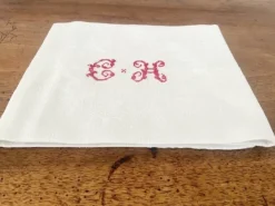Pamono Antique French Monogrammed Embroidered Tablecloth and Napkins, 1900, Set of 13><noscript><img width=