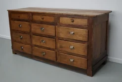 Sale Pamono Antique French Oak and Beech Rustic Bank of Apothecary Drawers, 1910s