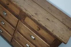 Sale Pamono Antique French Oak and Beech Rustic Bank of Apothecary Drawers, 1910s