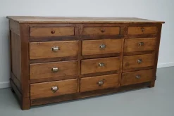 Sale Pamono Antique French Oak and Beech Rustic Bank of Apothecary Drawers, 1910s