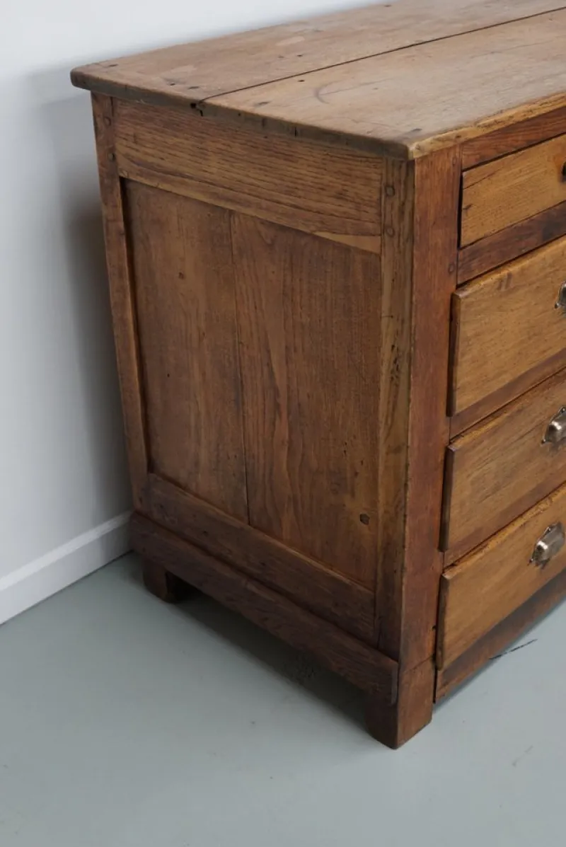 Sale Pamono Antique French Oak and Beech Rustic Bank of Apothecary Drawers, 1910s