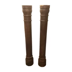 Pamono Antique French Oak Columns, Set of 2> Pedestals And Columns