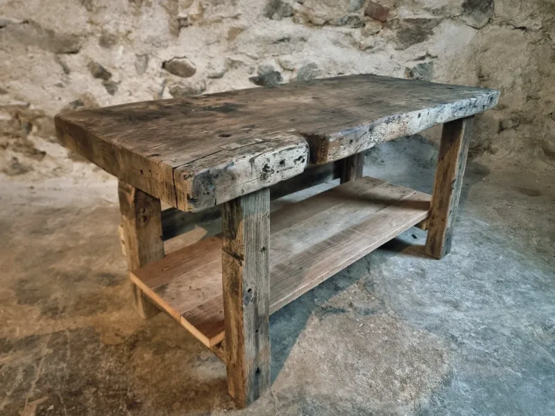 Pamono Antique French Oak Workbench, 1890s