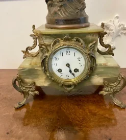Pamono Antique French Onyx and Spelter Clock Depicting Amphitrite in the style of Auguste Moreau, 1900><noscript><img width=