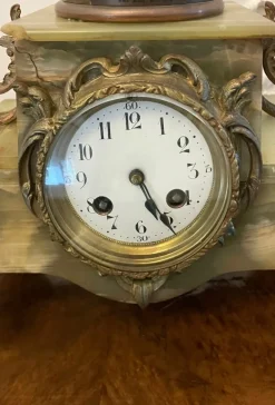 Pamono Antique French Onyx and Spelter Clock Depicting Amphitrite in the style of Auguste Moreau, 1900><noscript><img width=