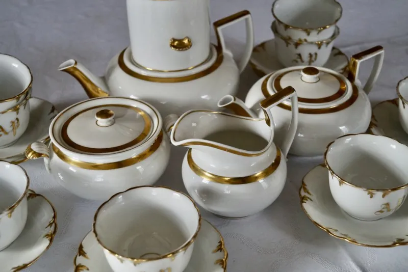 Online Pamono Antique French Porcelain Coffee Tea Set, 1865, Set of 13